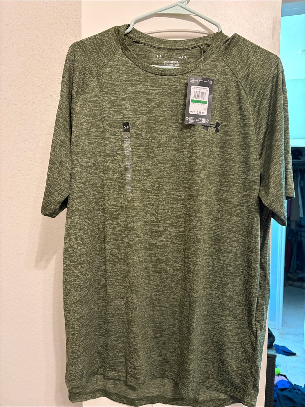 Under Armour Men’s Green Heathered Tech T-Shirt, NWT, Large